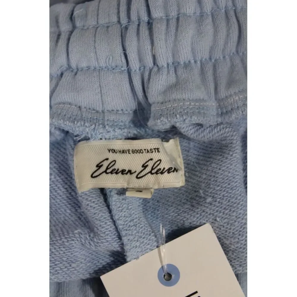 Eleven Eleven Women Sweat Shorts Blue Drawstring Cotton Size S